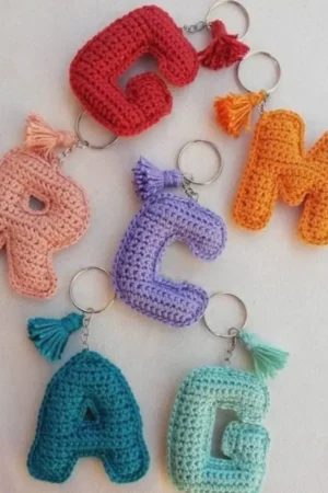 crochet alphabet keychains